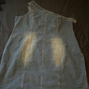 One-Shoulder Denim Dress in Washed Blue